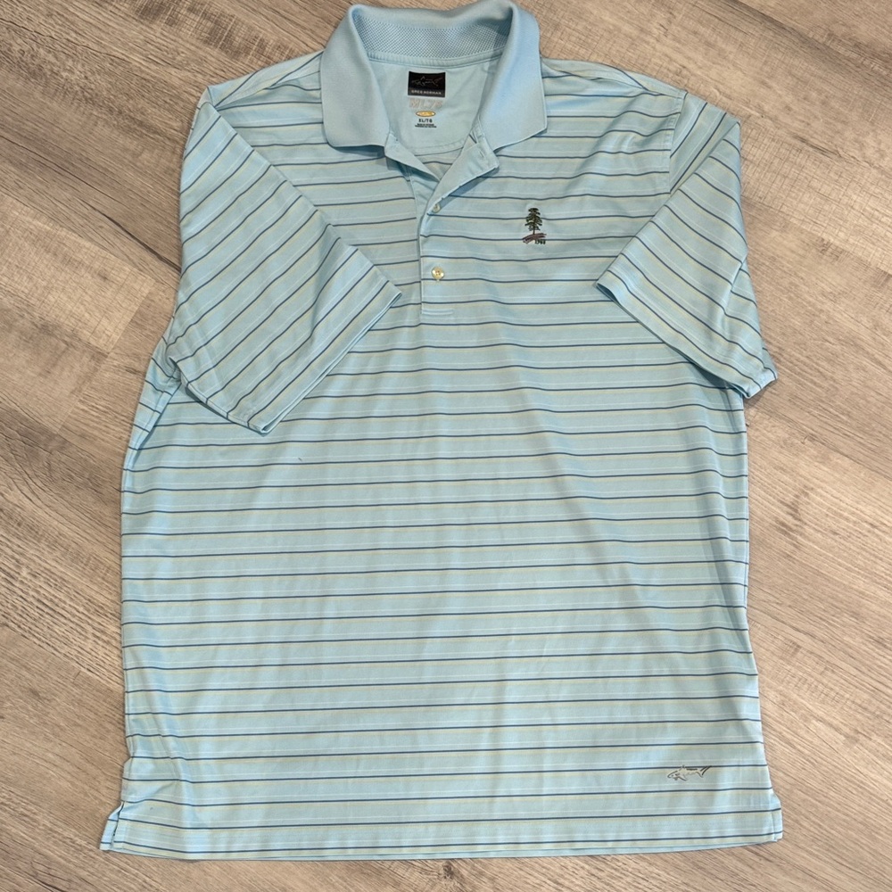 Greg Norman Collection Sky Blue Striped Polo